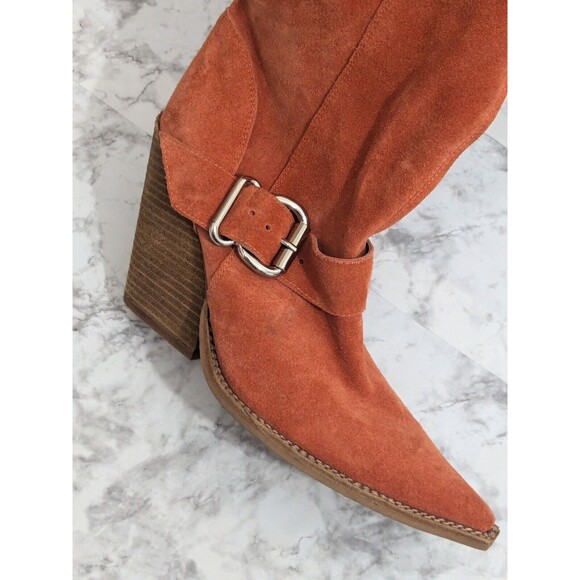Jeffrey Campbell Reed Slouch Western Boots in Rusty Color Suede Size 8.5 - Picture 9 of 16
